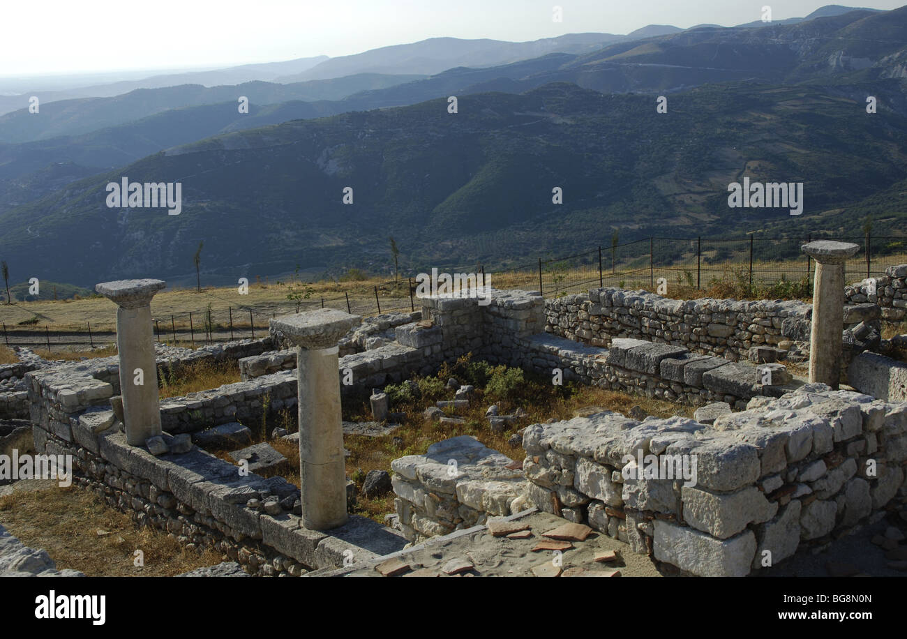 Byllis archäologische Stätte. Ruinen der Kathedrale. Albanien. Stockfoto