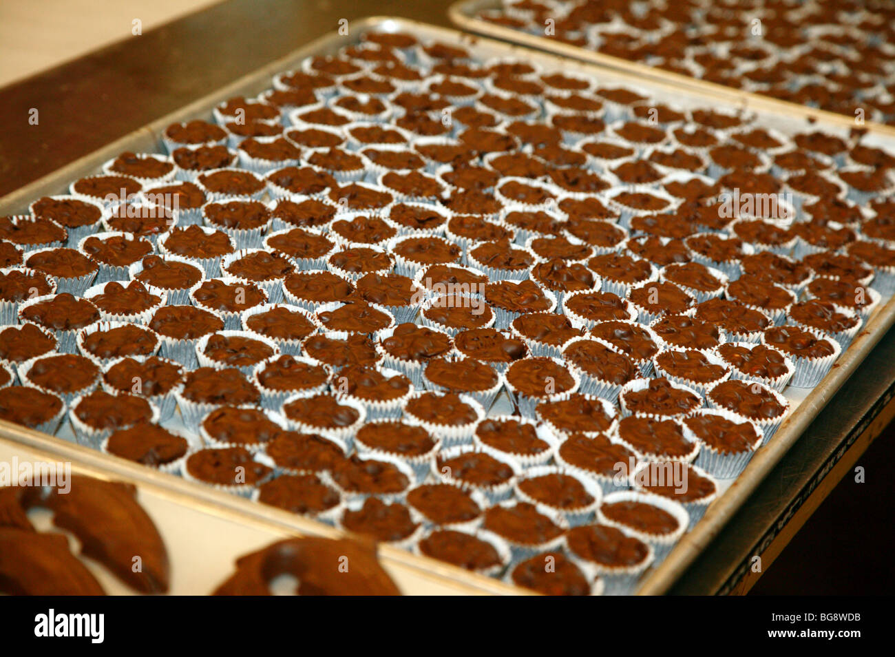 Nahaufnahme der Hand gefertigte Chocolats Boehms Bonbons Inc, Issaquah Stockfoto