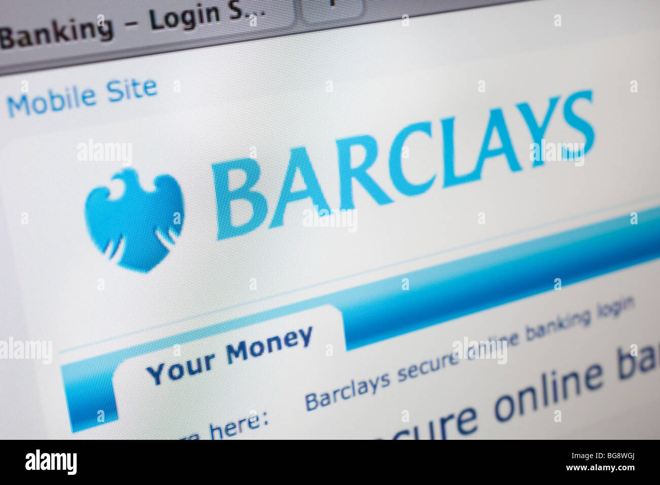 Computer-Bildschirm zeigt die Website für Barclays Bank online-Banking. Stockfoto