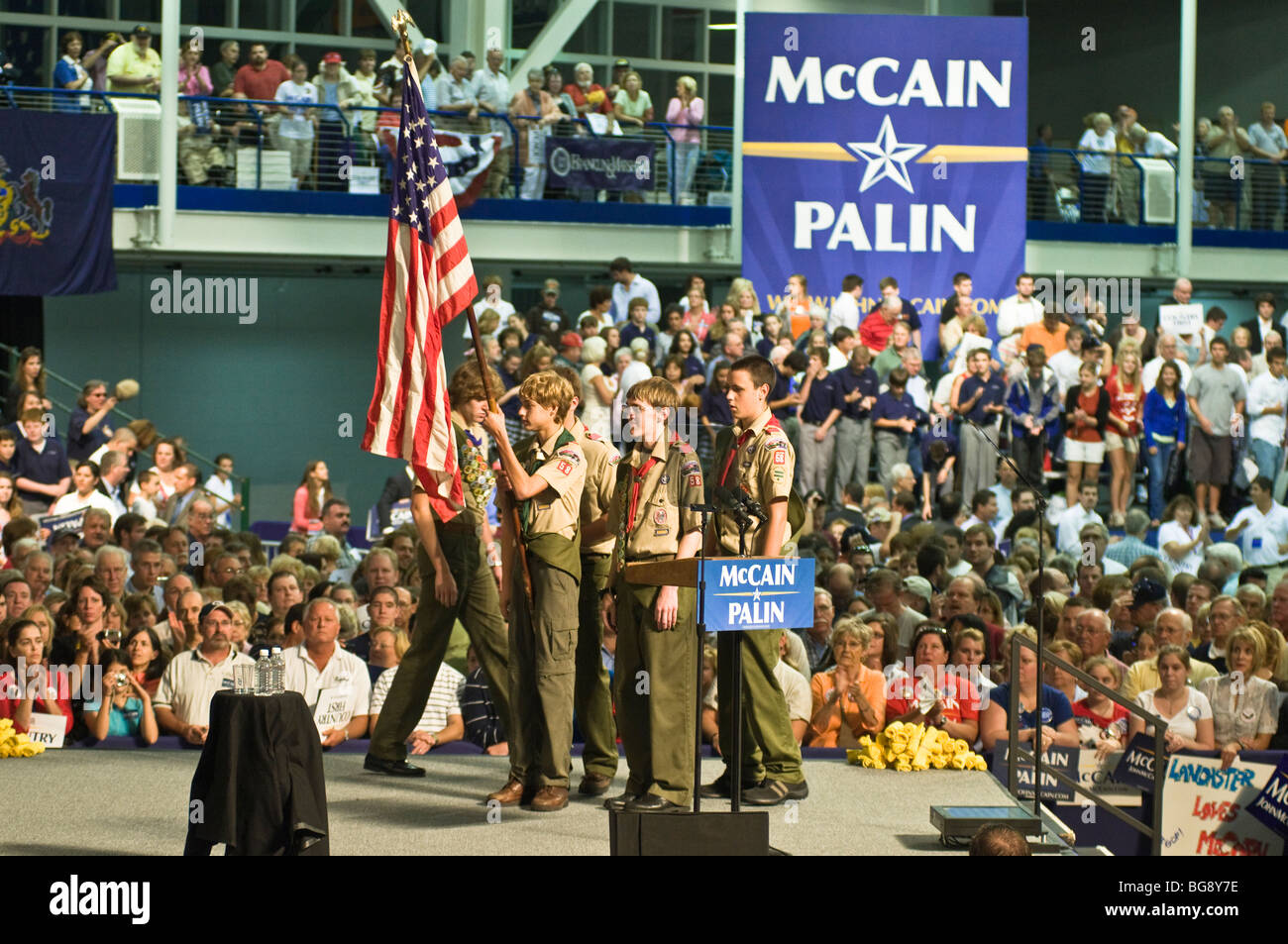 John McCain, Sarah Palin Kampagne Rallye Franklin & Marshall College in Lancaster, PA Stockfoto