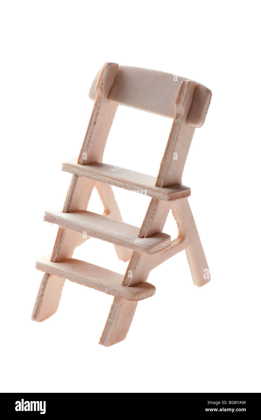 Objekt auf weiße Miniatur Schritt Leiter Spielzeug Makro Stockfoto