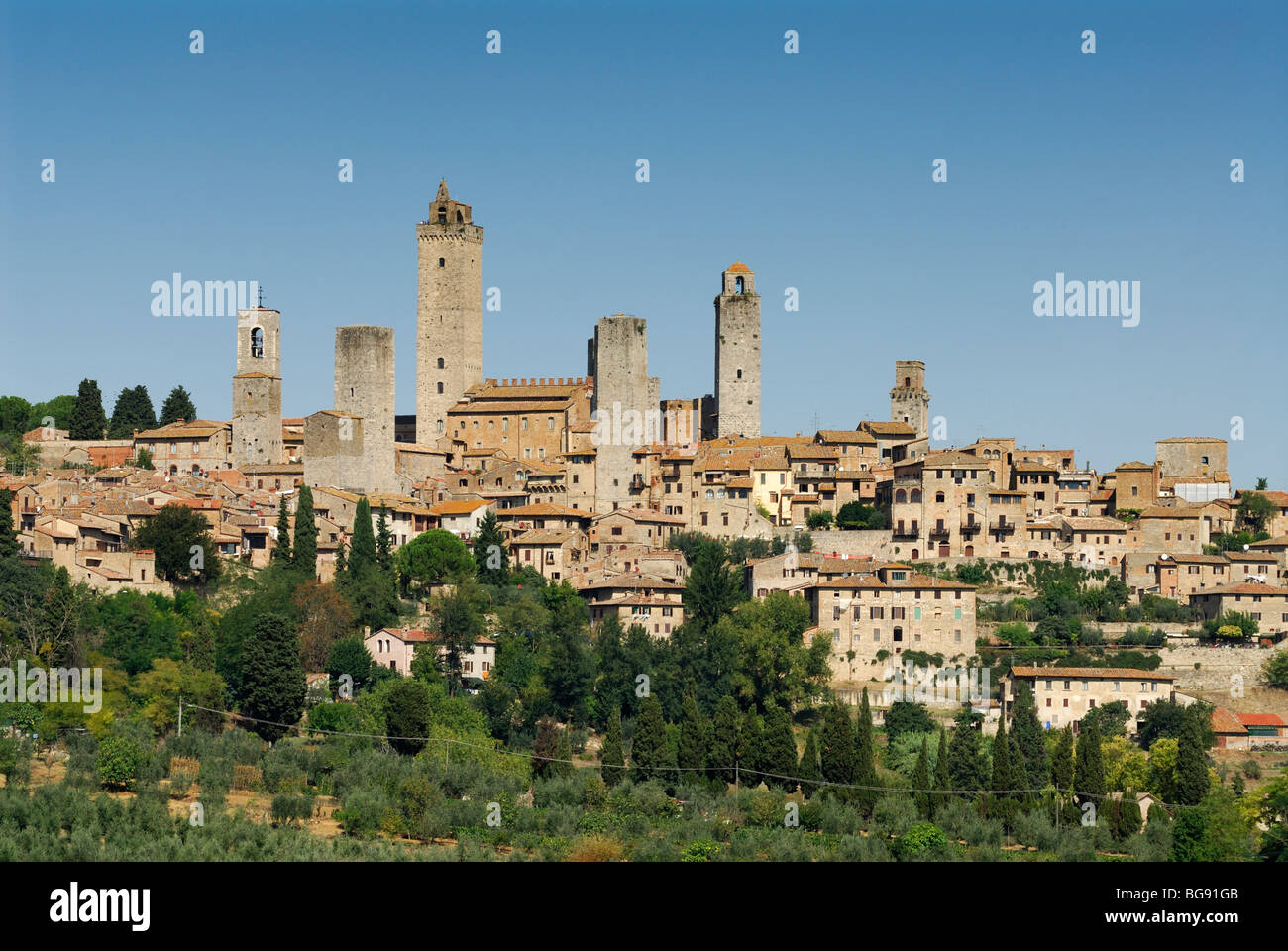 San Gimignano. Toskana. Italien. Charakteristischen mittelalterlichen Türme von San Gimignano. Stockfoto