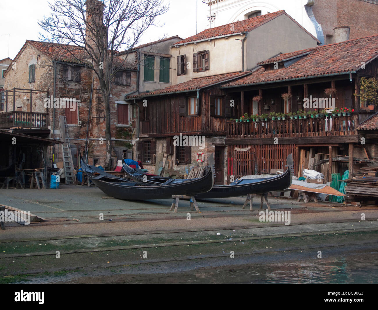 Gondel Reparaturwerft, Venedig, Italien Stockfoto