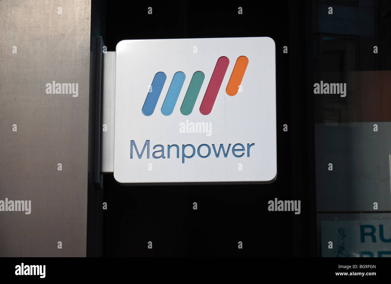 Manpower-SPS Logo anmelden, Victoria, London, UK. Stockfoto