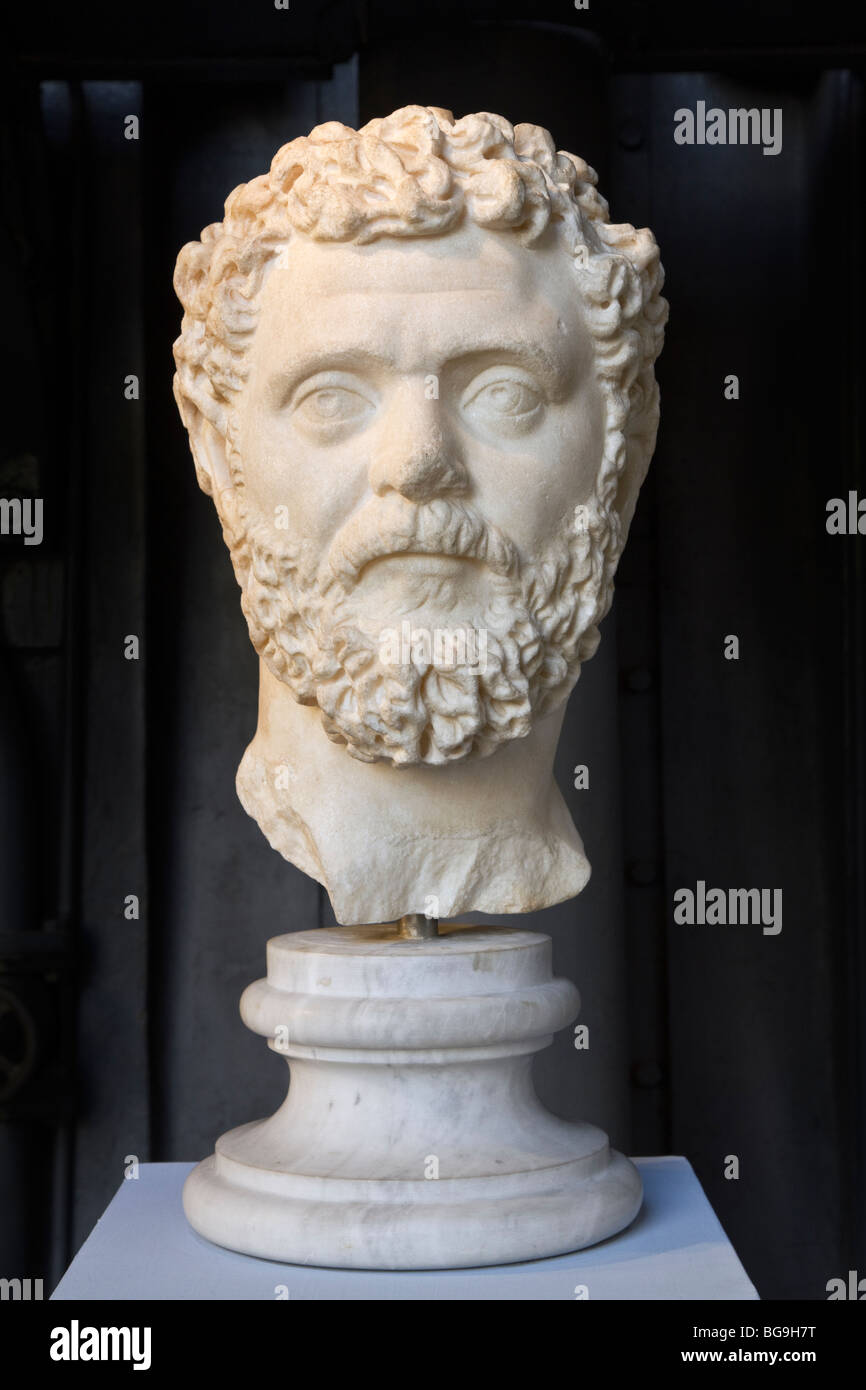 Portrait des römischen Kaisers Septimius Severus in Centrale Montemartini, ca. 200. Stockfoto