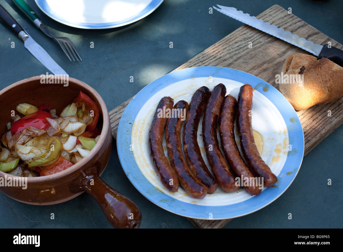 Französische Chorizo als Merguez bekannt. Stockfoto