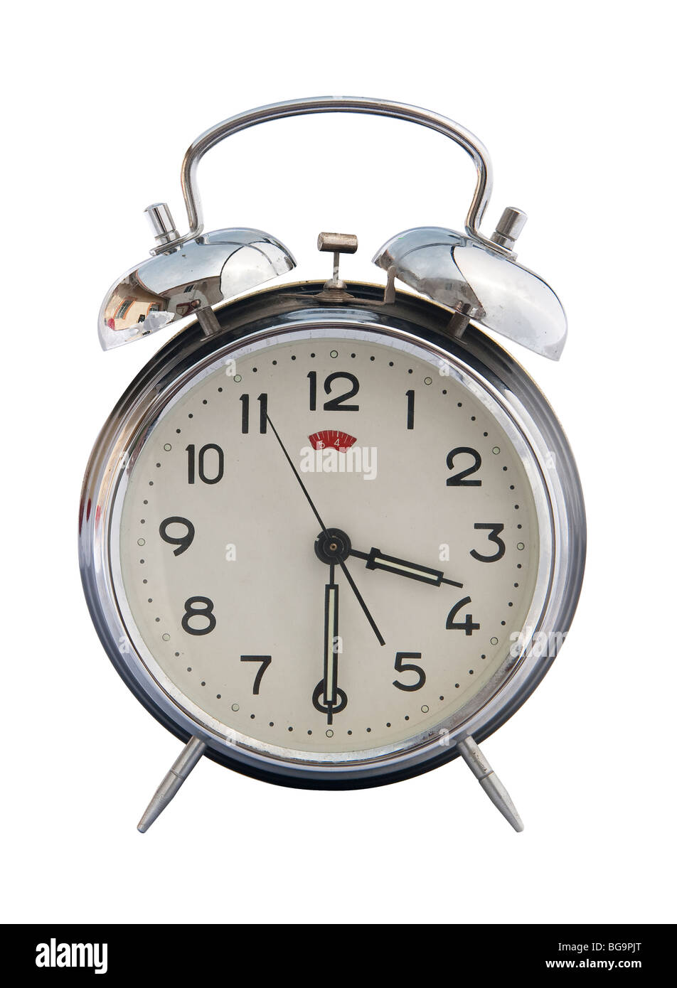 Vintage classic Wecker Glocke auf einem weißen Hintergrund isoliert. Zeit-Konzept Stockfoto