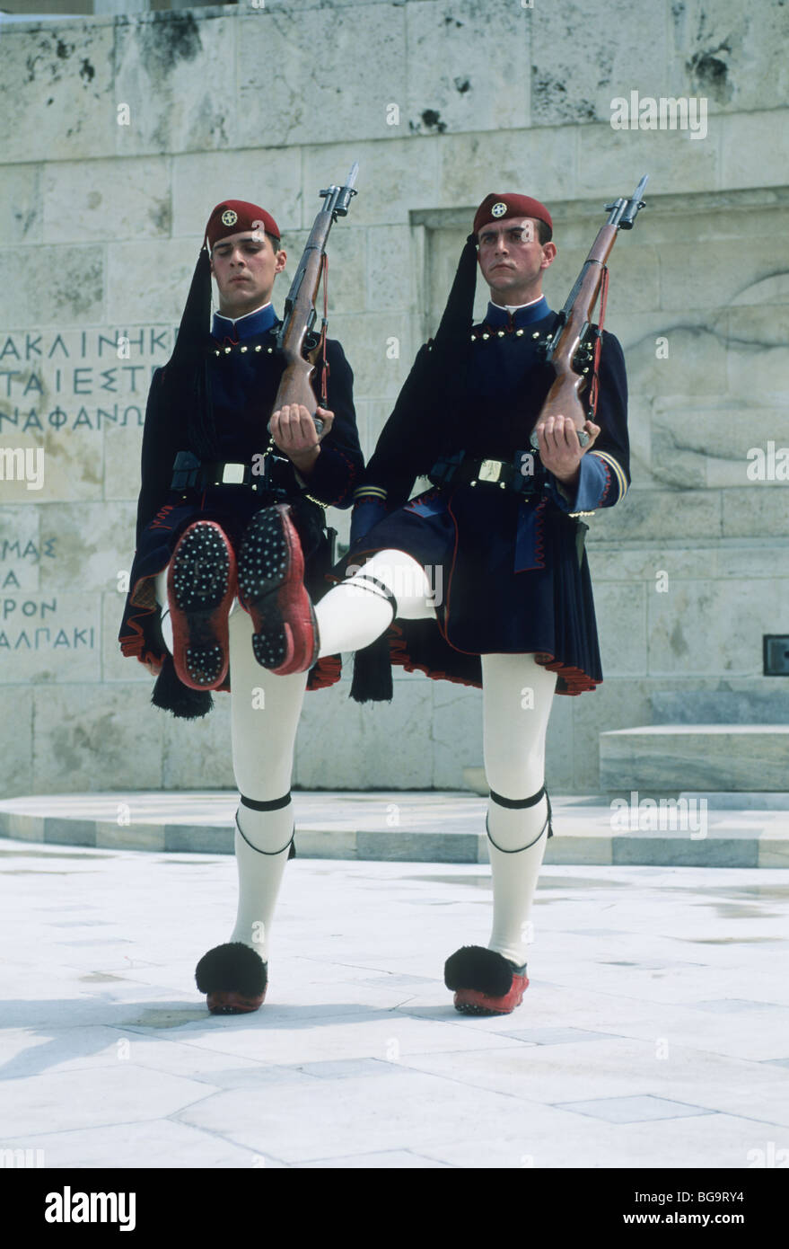 Home Guard am Grab des unbekannten Soldaten, Athen, Griechenland. Stockfoto