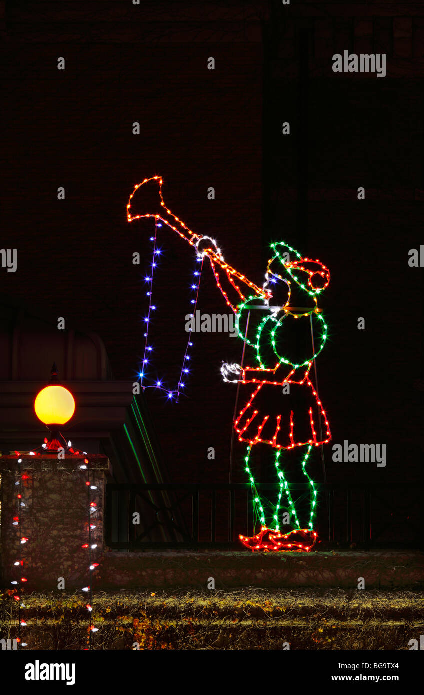 Weihnachtsbeleuchtung durch Downtown Victoria-Victoria, British Columbia, Kanada. Stockfoto