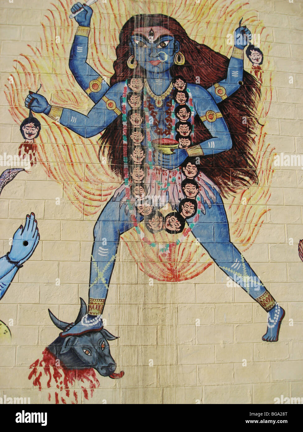 Bild von Lord Shiva auf einer Wand in Puri, Orissa, Indien. Stockfoto