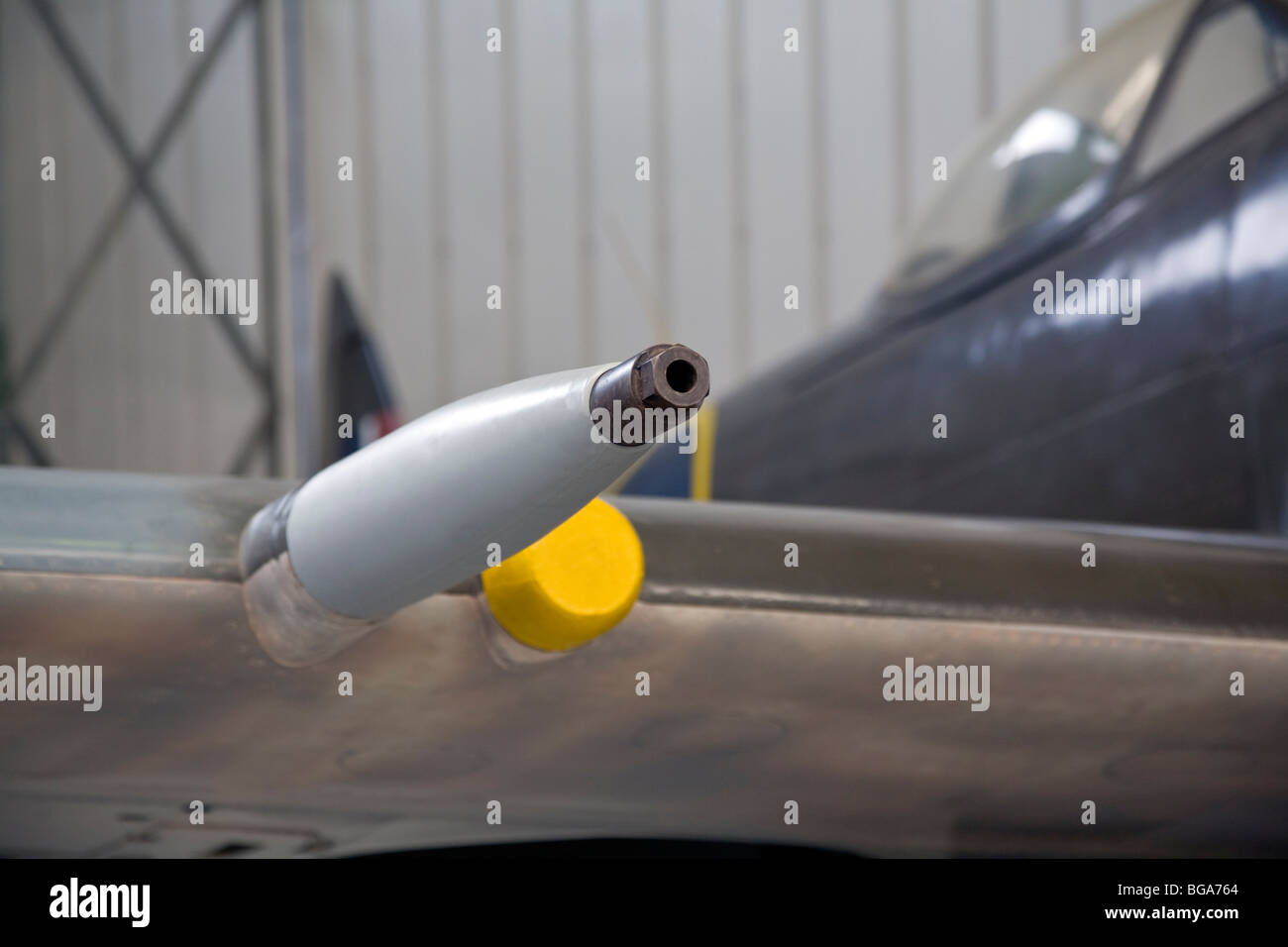 Flügel angebrachte Kanone Geschütz auf RAF Spitfire Flugzeug Stockfoto