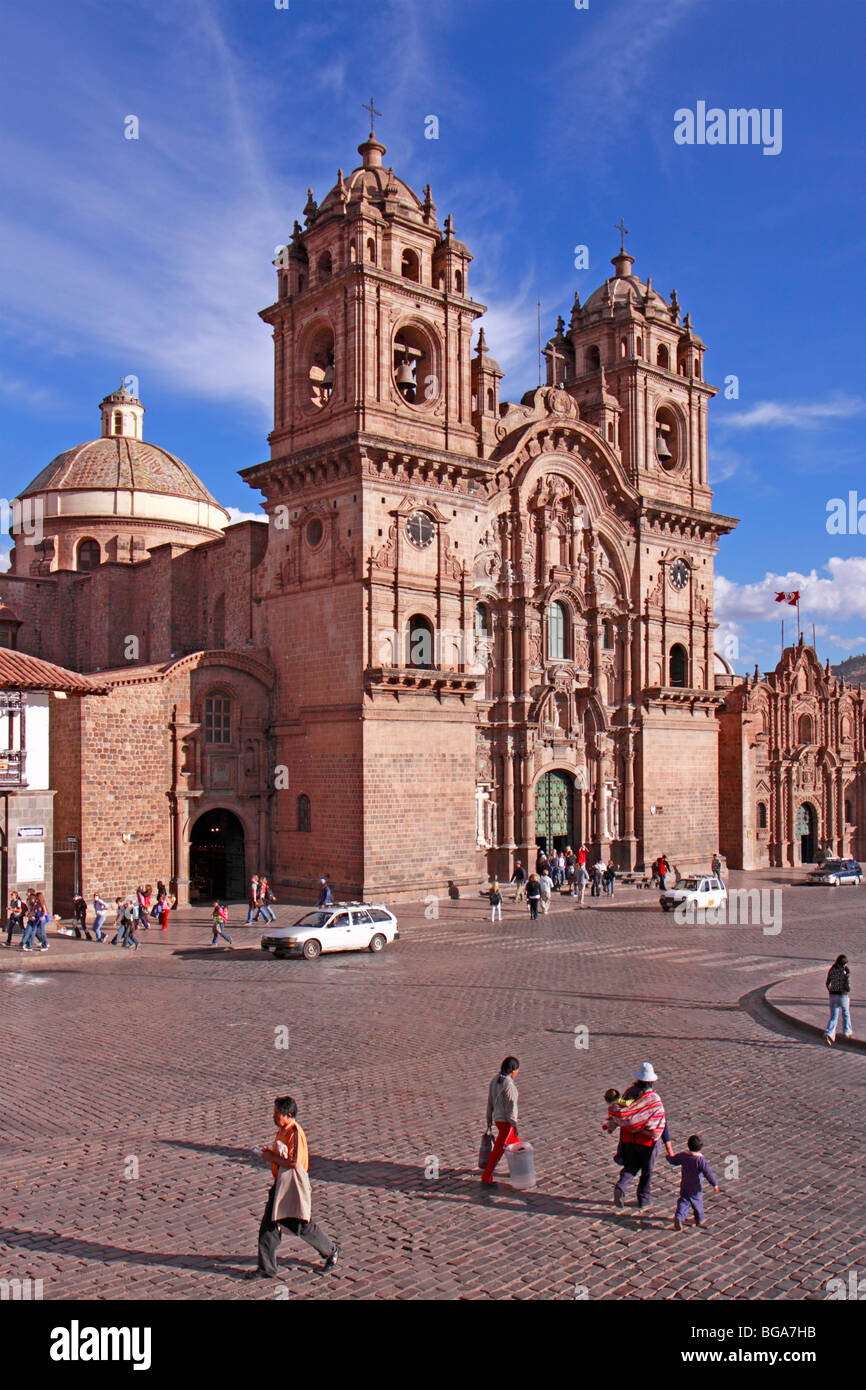 La Compania Kirche, Plaza Mayor, Cuzco, Anden, Peru, Südamerika Stockfoto
