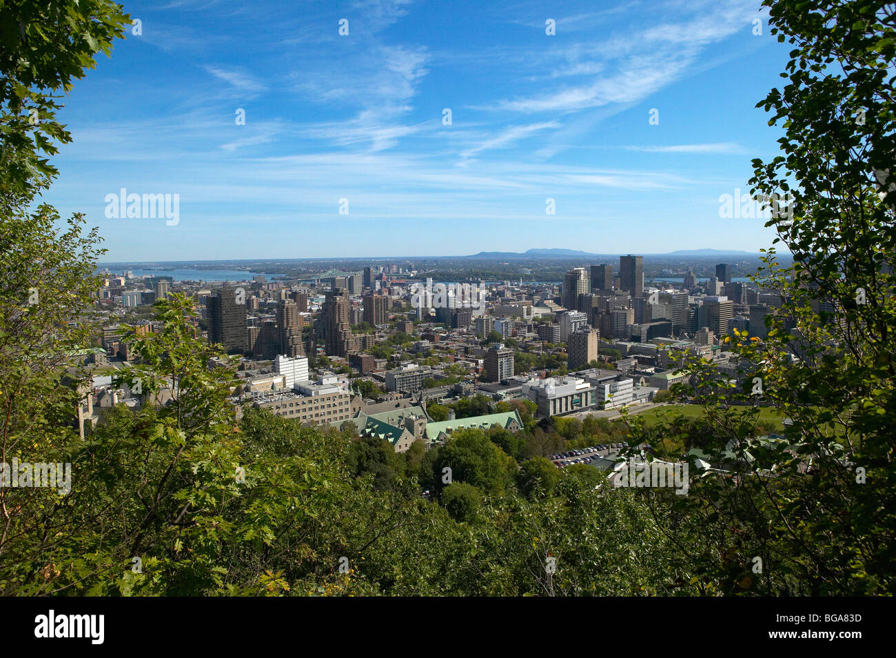 Ansicht von Montreal aus Mont-Royal Park, Kanada Stockfoto
