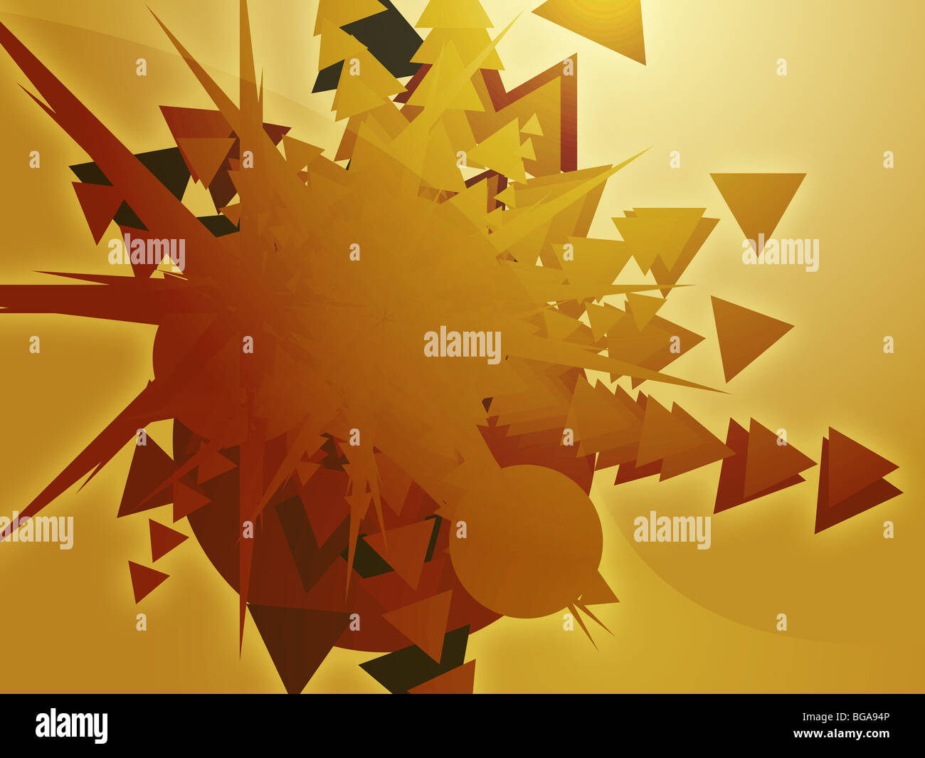 Explosion der geometrischen Formen abstrakte gerenderte Darstellung Stockfoto