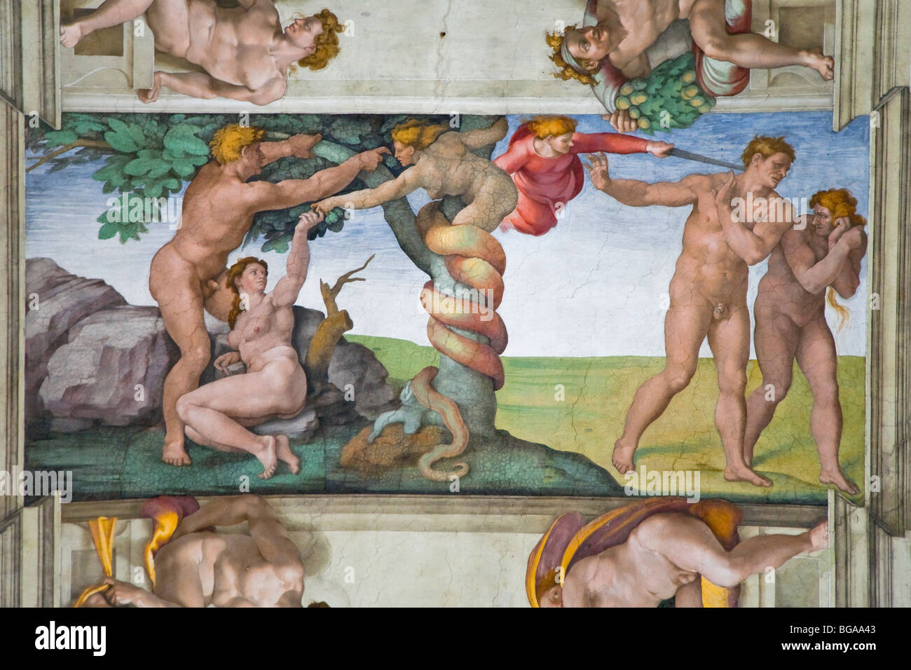 Detail von Michelangelos Sixtinische Kapelle, Rom, Italien Stockfoto