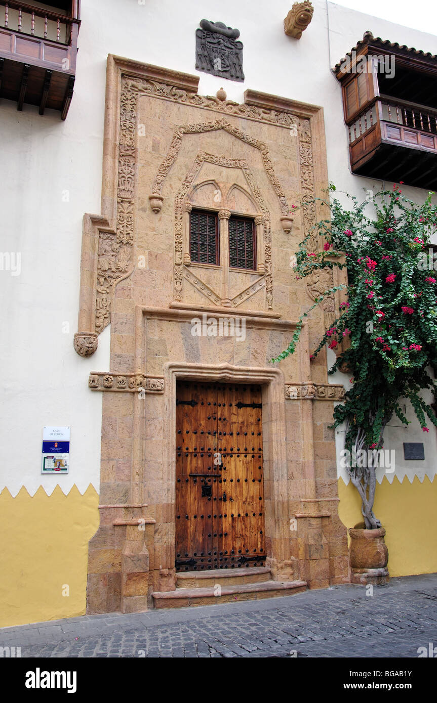 Reich verzierte Tür, Casa de Colon, Vegueta, Las Palmas de Canaria, Gran Canaria, Kanarische Inseln, Spanien Stockfoto