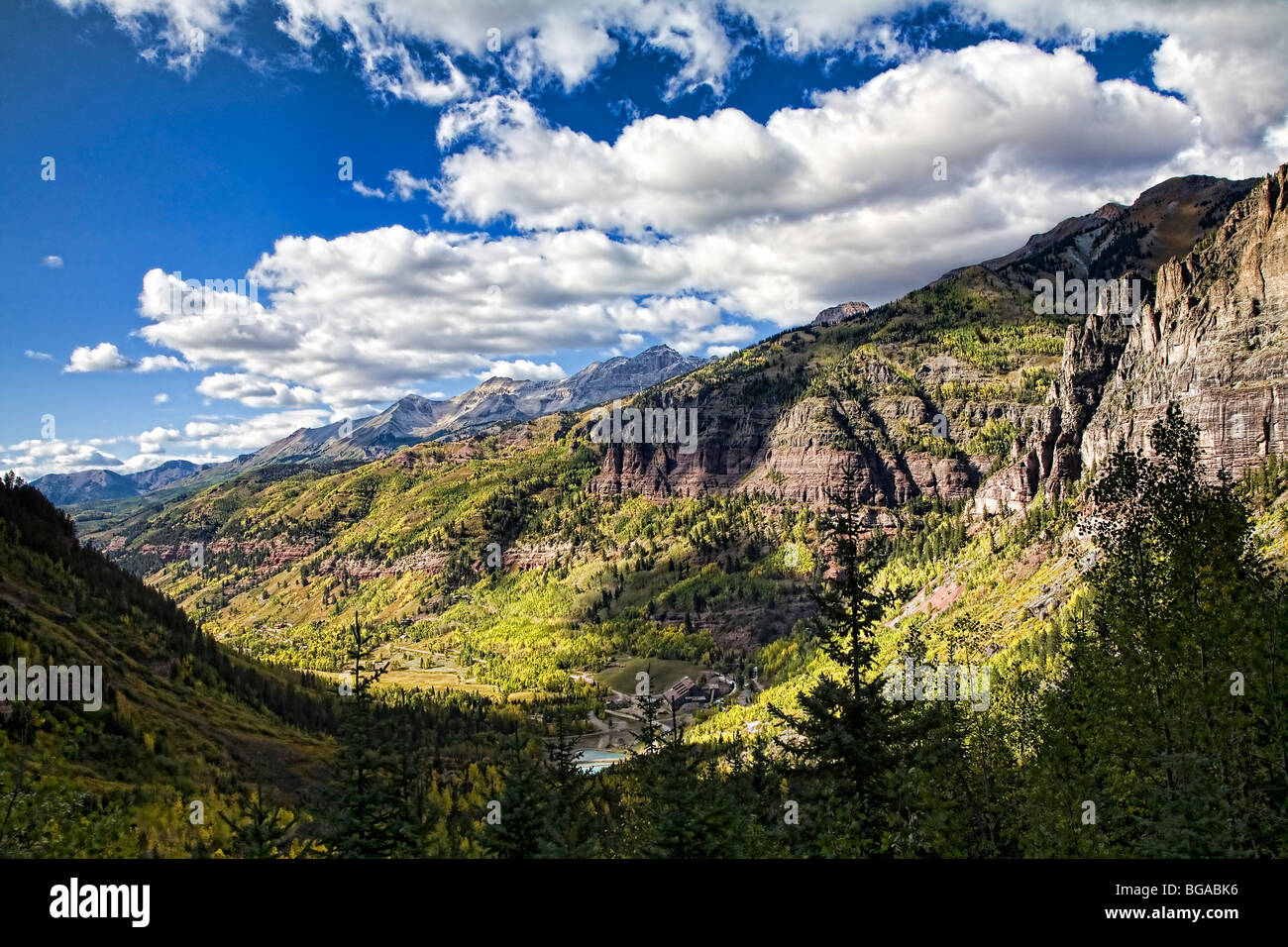 Die Box Canyon mit Telluride, Colorado Stockfoto