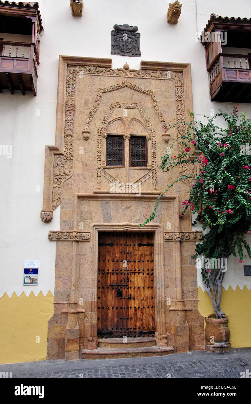 Reich verzierte Tür, Casa de Colon, Vegueta, Las Palmas de Canaria, Gran Canaria, Kanarische Inseln, Spanien Stockfoto