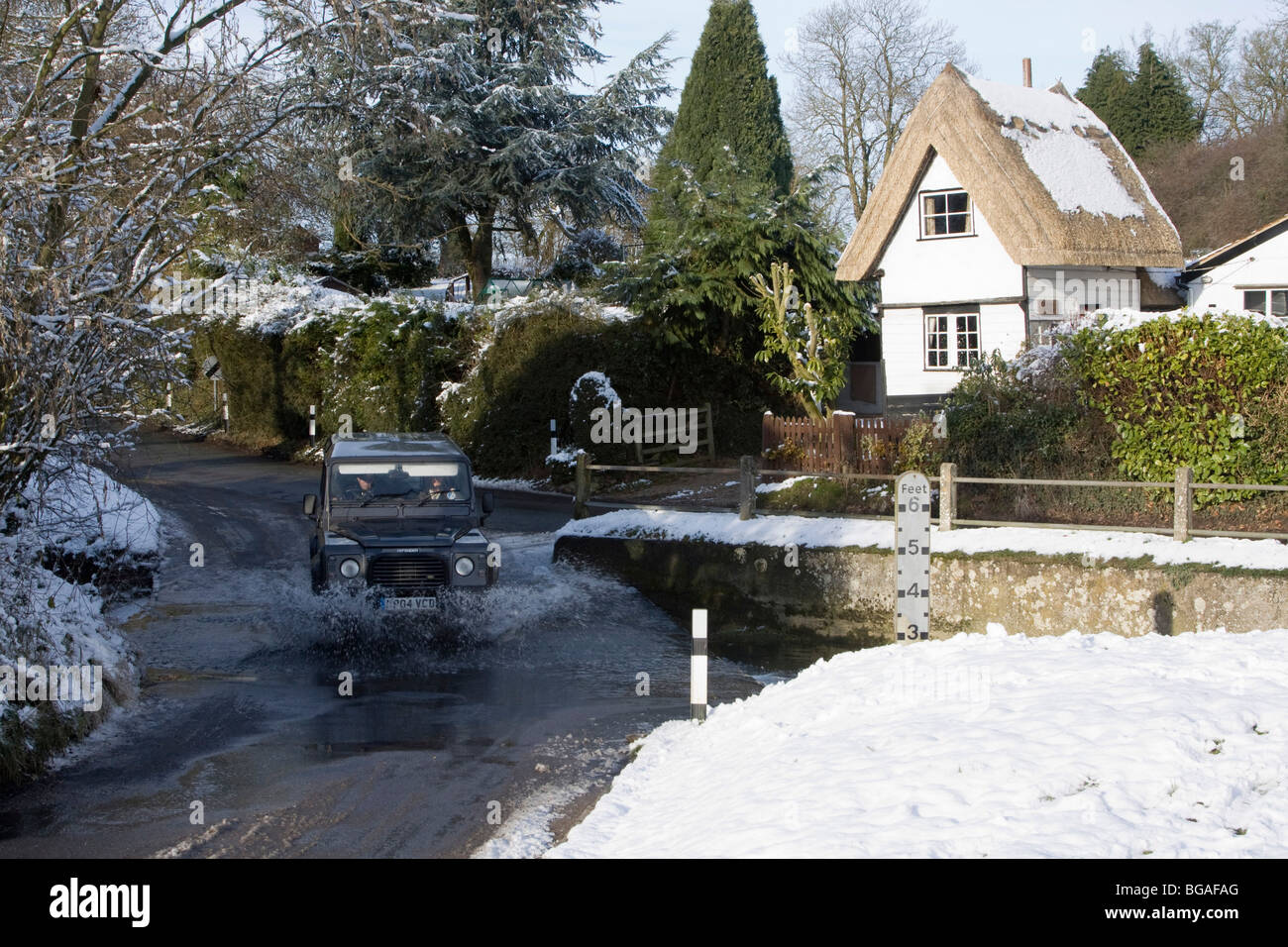 Schnee am Boden Stockfoto