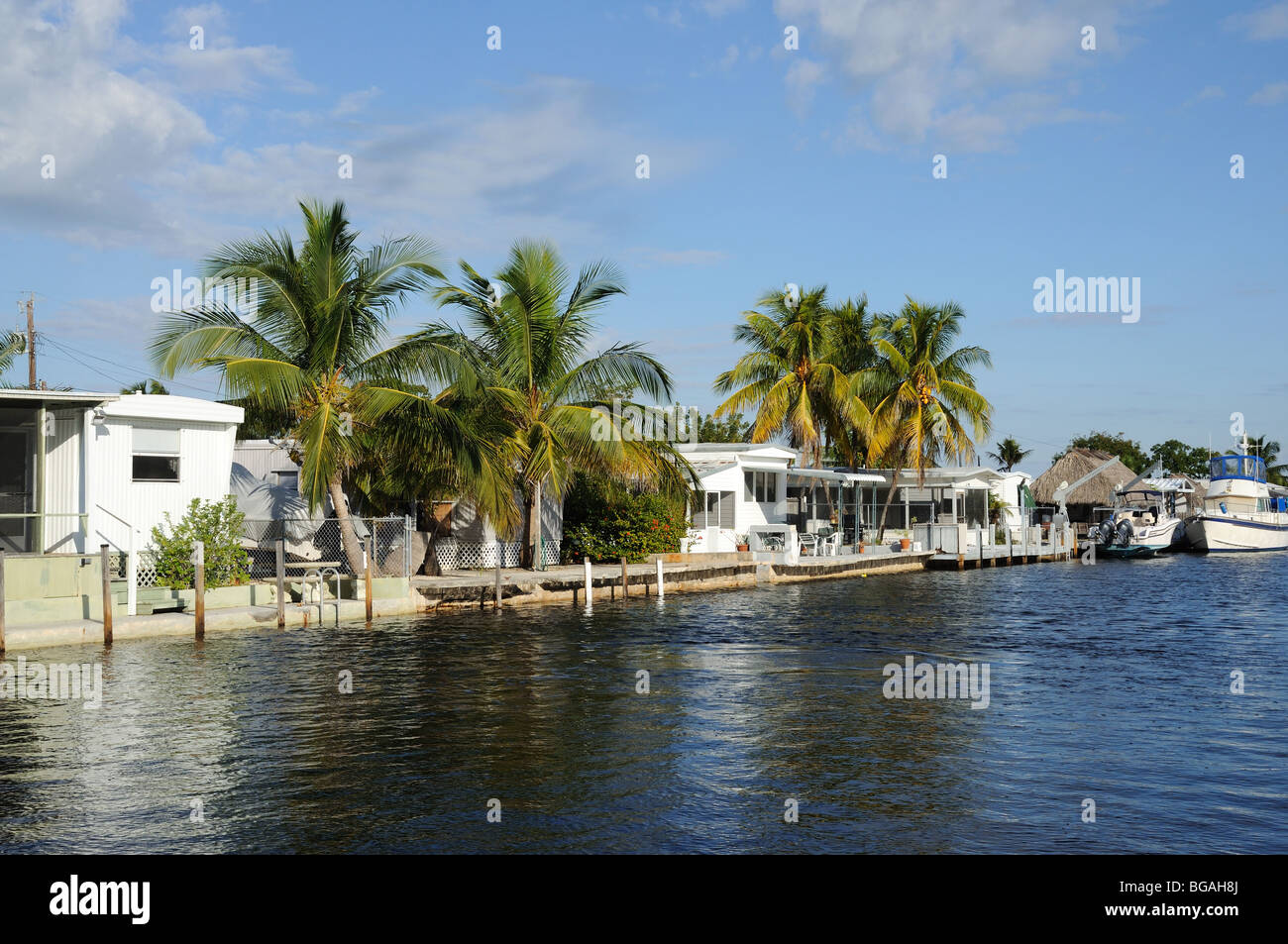 Häuser am Wasser, Key Largo, Florida, USA Stockfoto