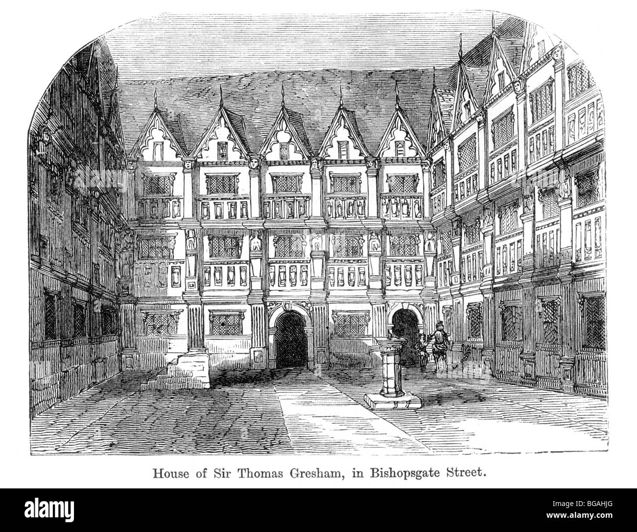 Abbildung; Haus von Sir Thomas Gresham, Bishopsgate Street, London, im Jahre 1563 errichtet und im Jahre 1768 abgerissen Stockfoto