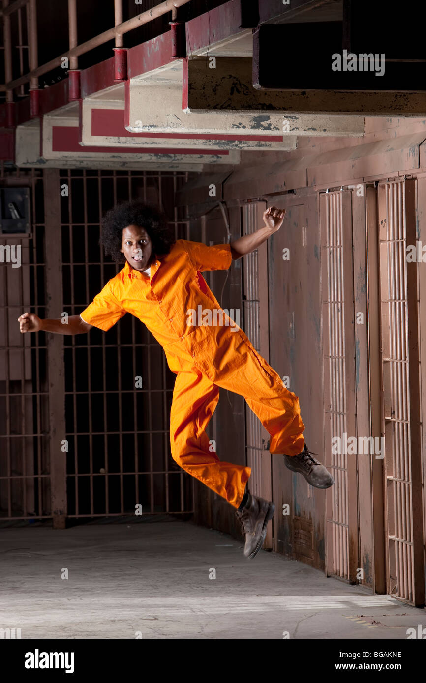 Eine afrikanische amerikanische Mann im Gefängnis Stockfoto