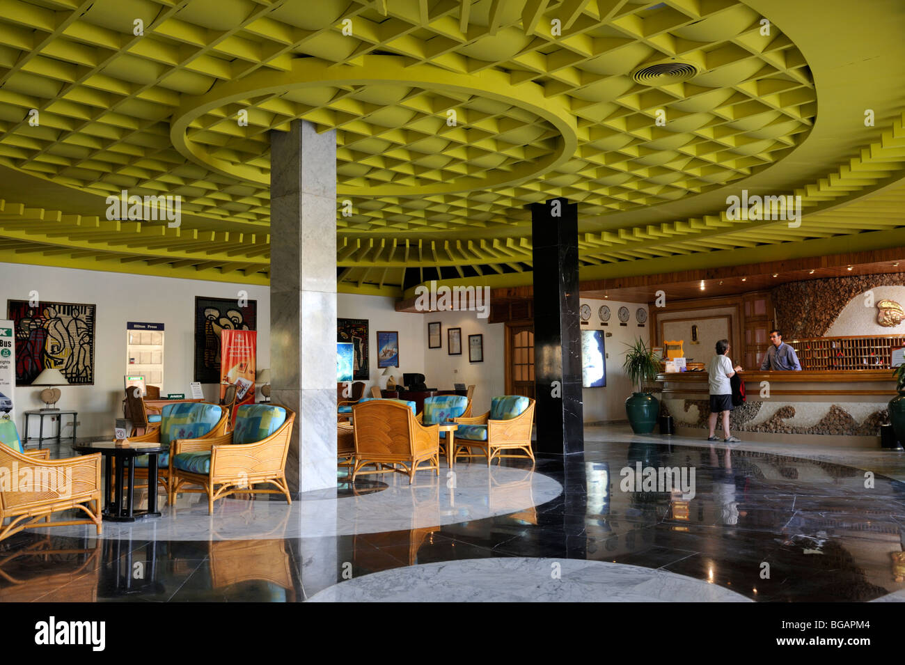 Rezeption des Hotels "Hilton Nuweiba Coral Resort", Nuweiba, Sinai, Ägypten Stockfoto