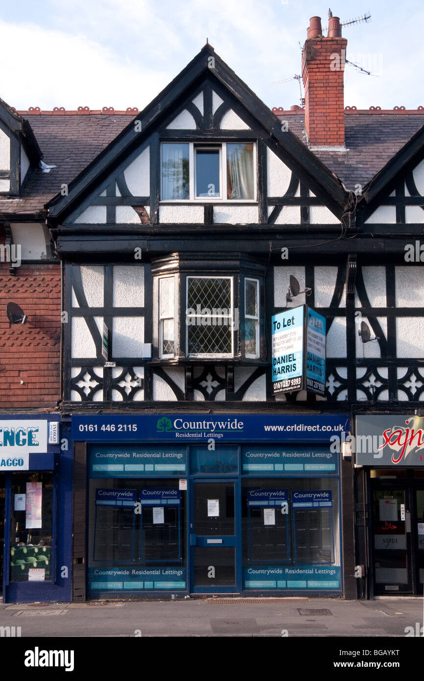Ehemalige Vermietung und Immobilien Agentur, lassen Sie im Didsbury, Manchester, UK Stockfoto