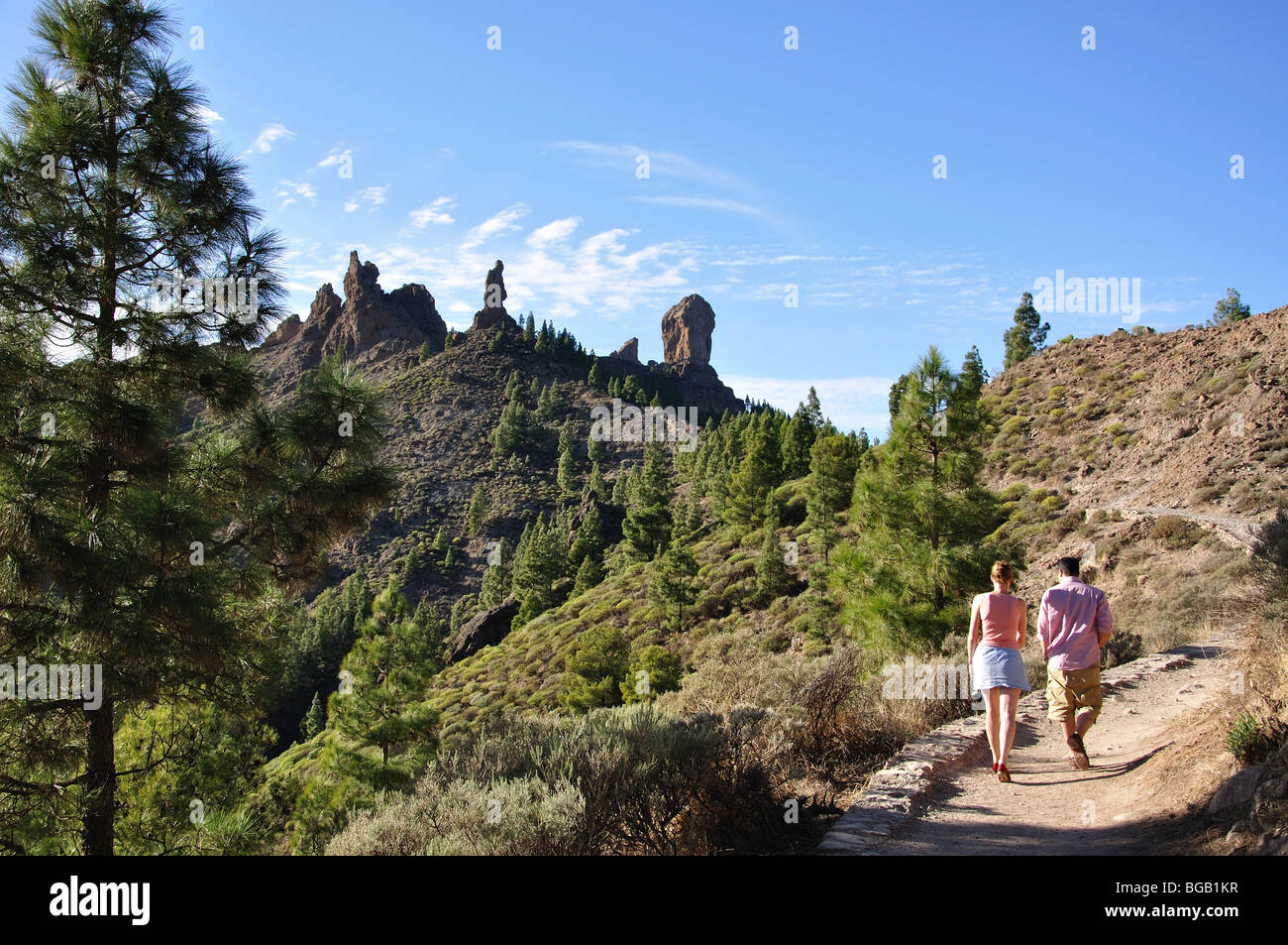 Wanderweg zum Roque Nublo, Gemeinde Tejeda, Gran Canaria, Kanarische Inseln, Spanien Stockfoto
