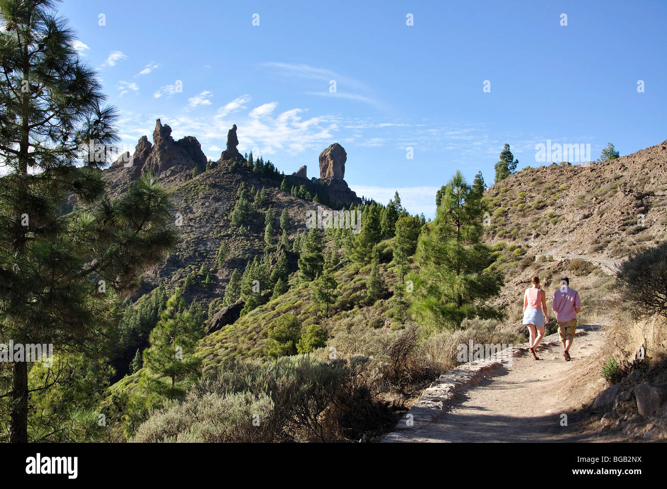 Wanderweg zum Roque Nublo, Gemeinde Tejeda, Gran Canaria, Kanarische Inseln, Spanien Stockfoto