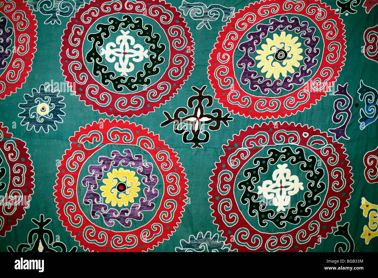 Usbekische traditionelle Stickerei, Samarkand, Usbekistan Stockfoto