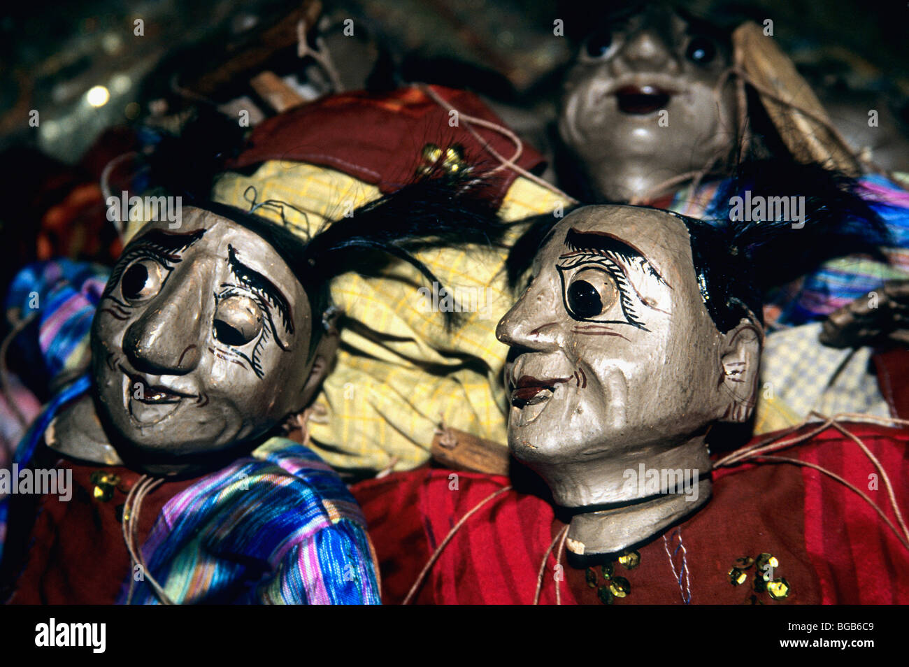 Marionette Gesichter, Myanmar. Stockfoto