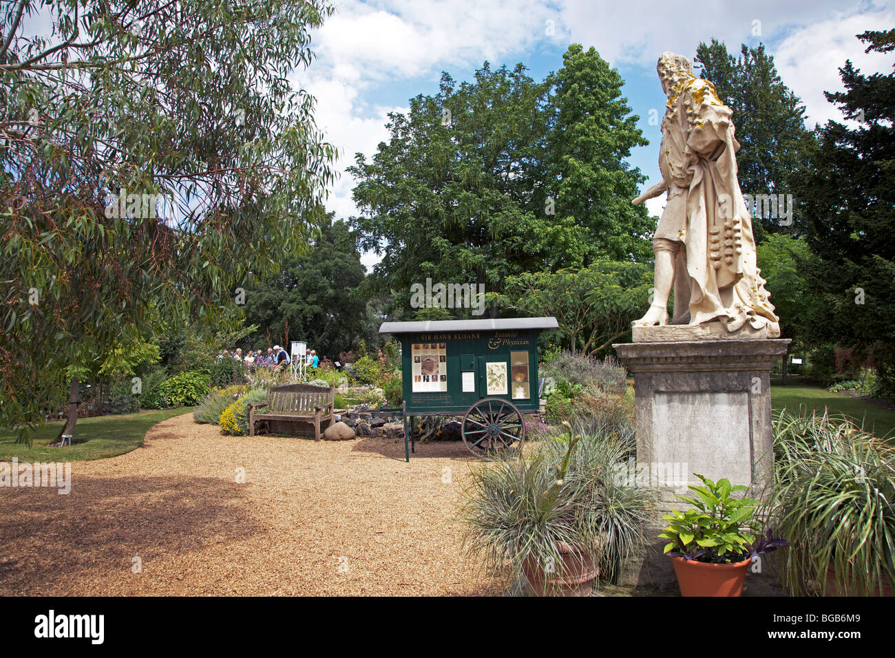 Statue von Sir Hans Sloane Gründer von The Chelsea Physic Garden, Kensington, London, England Stockfoto