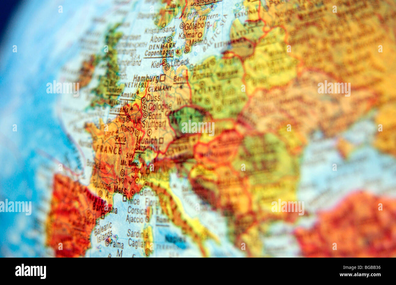 Foto der Karte Europa Globe EU UK britischen Länder reisen Stockfoto