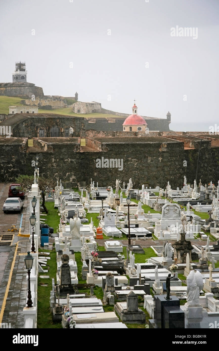 Dem Friedhof von El Morro in Old San Juan Puerto Rico Stockfoto