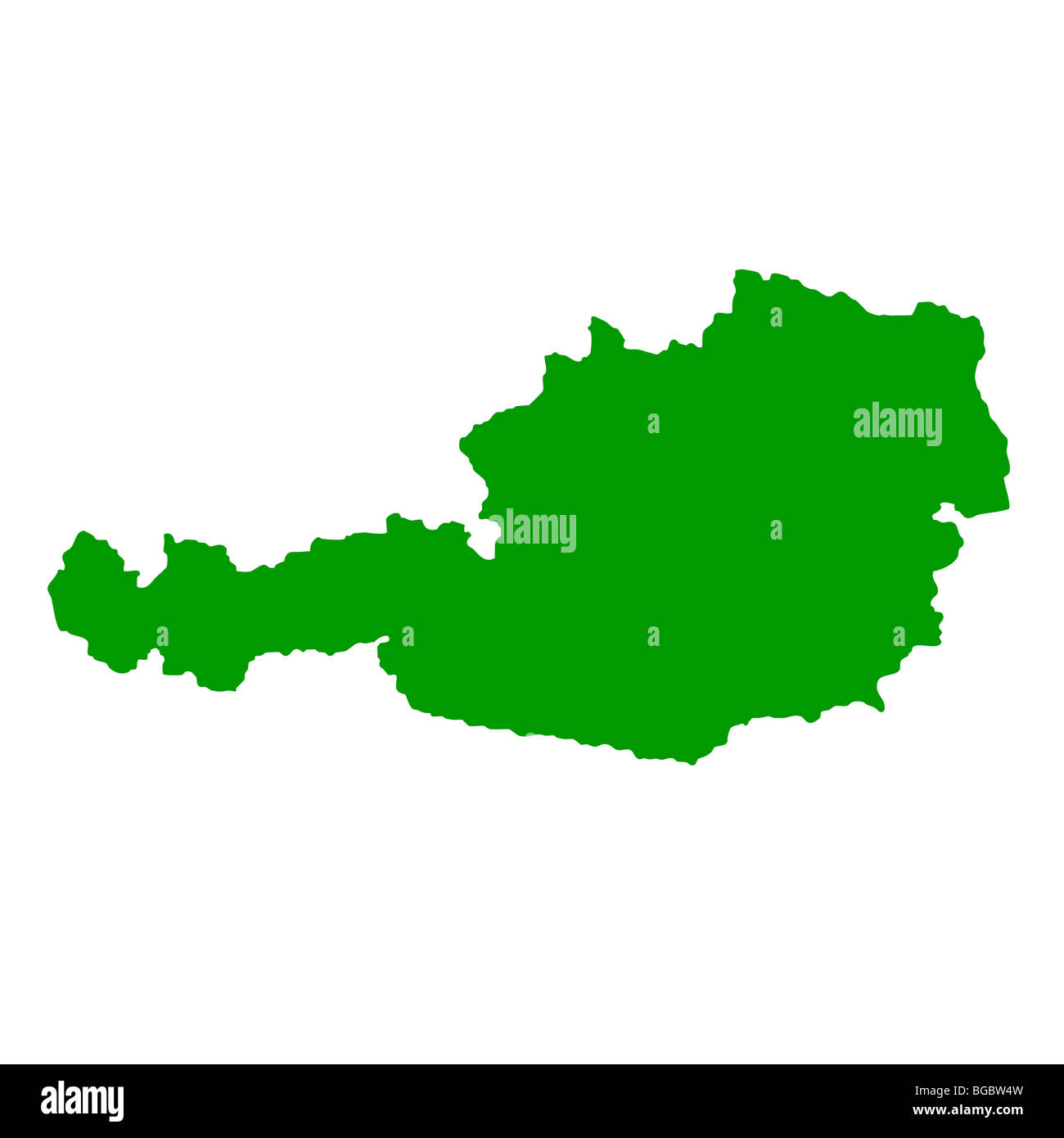 Karte von Österreich isoliert auf weißem Hintergrund. Stockfoto
