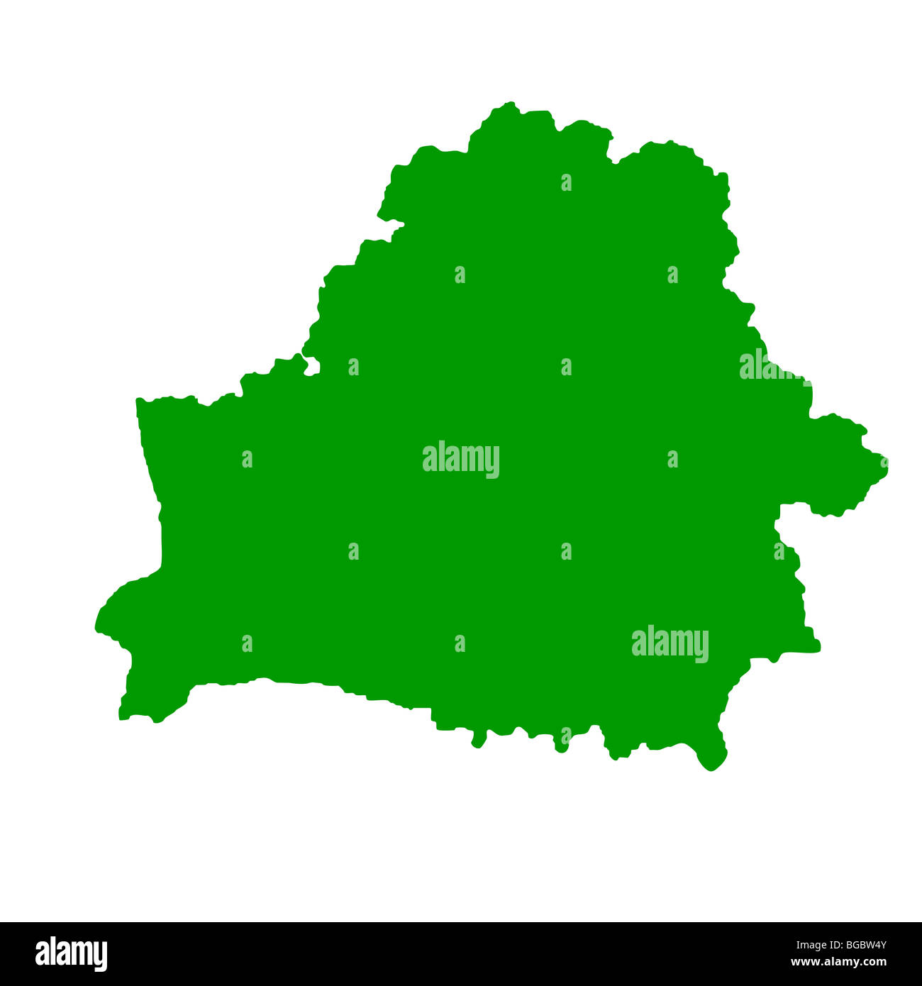 Karte von Belarus isoliert auf weißem Hintergrund. Stockfoto