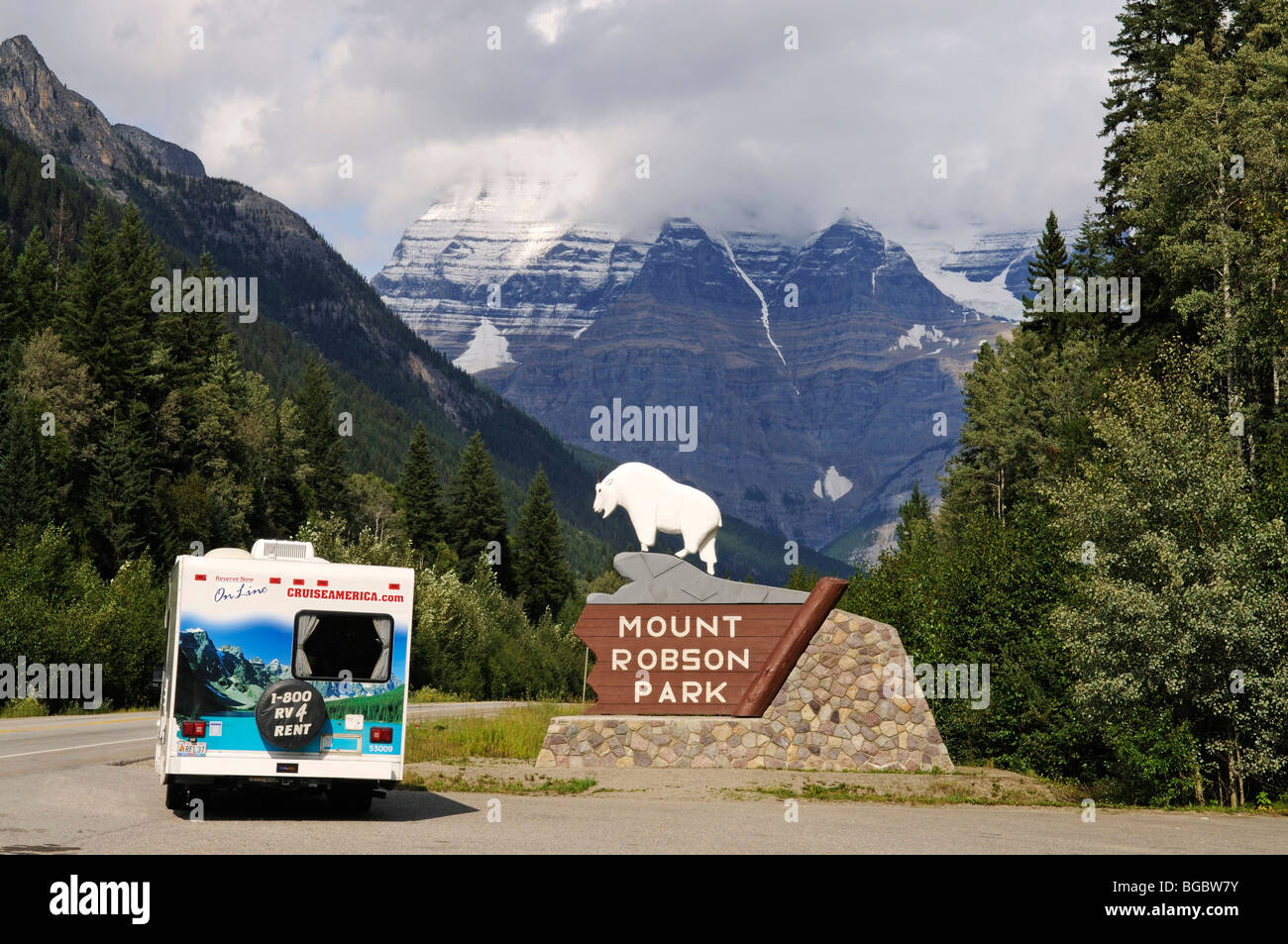 Mount Robson, dem Mount Robson Park, Alberta, Kanada Stockfoto