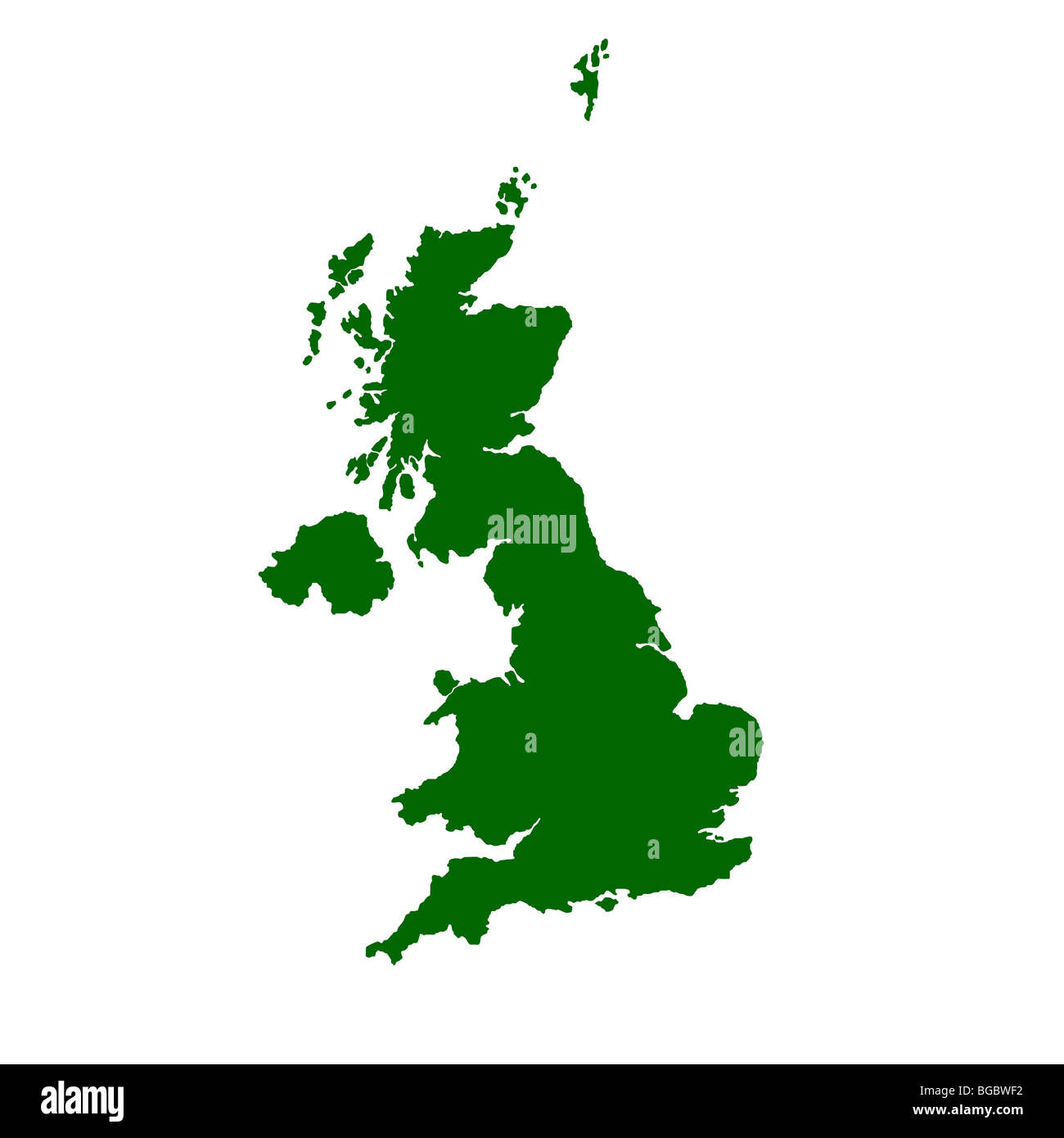 Isolierte Karte des Vereinigten Königreichs von England, Schottland, Wales und Nordirland. Stockfoto