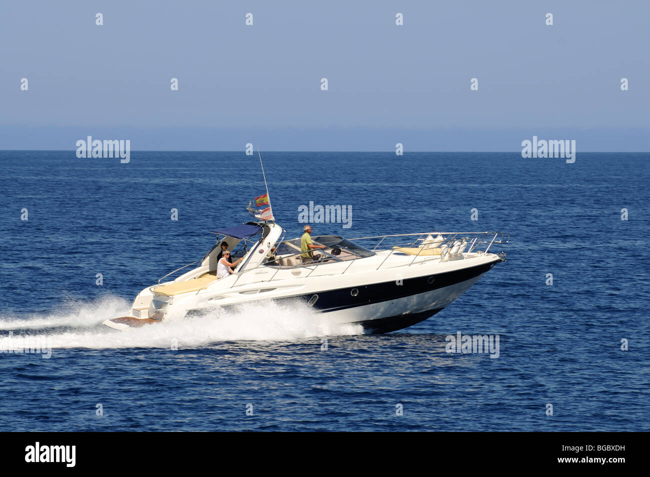 Motorboot, Ibiza, Kiefer-Inseln, Balearen, Spanien, Europa Stockfoto