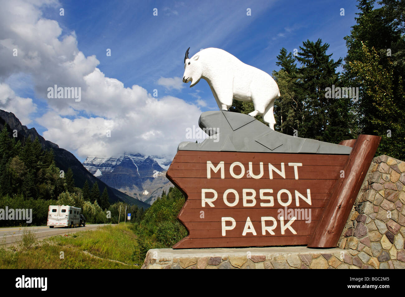 Mount Robson, dem Mount Robson Park, Alberta, Kanada Stockfoto