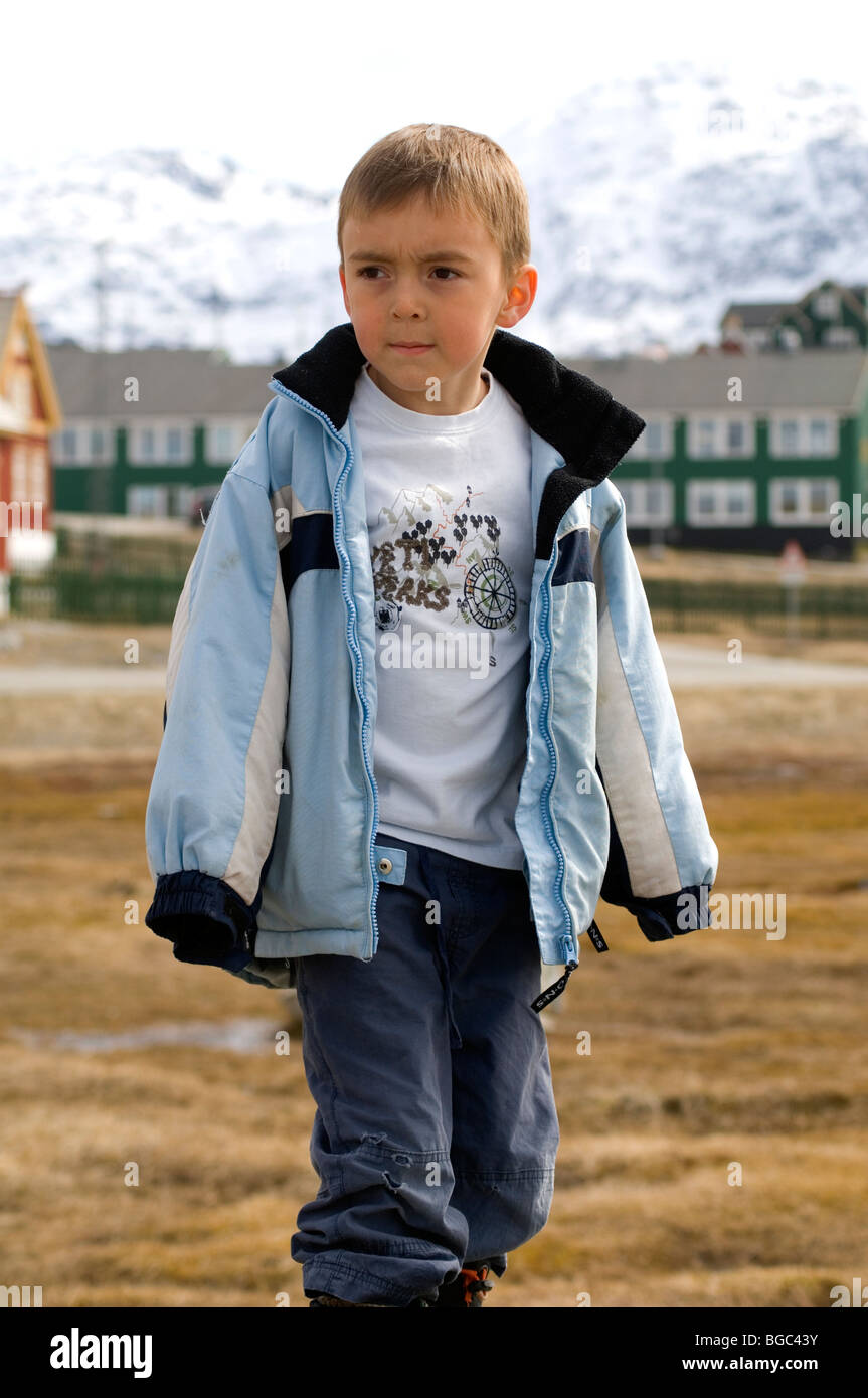 Kleiner Junge in Nuuk, Grönland Stockfoto