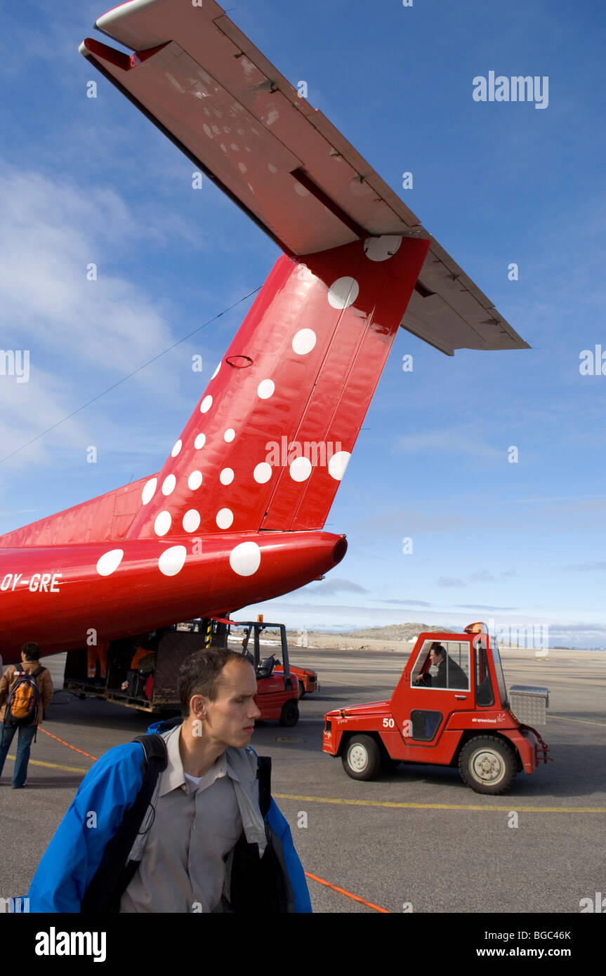 Grönland Flugzeug Ankunft in Kangerlussuaq Stockfoto