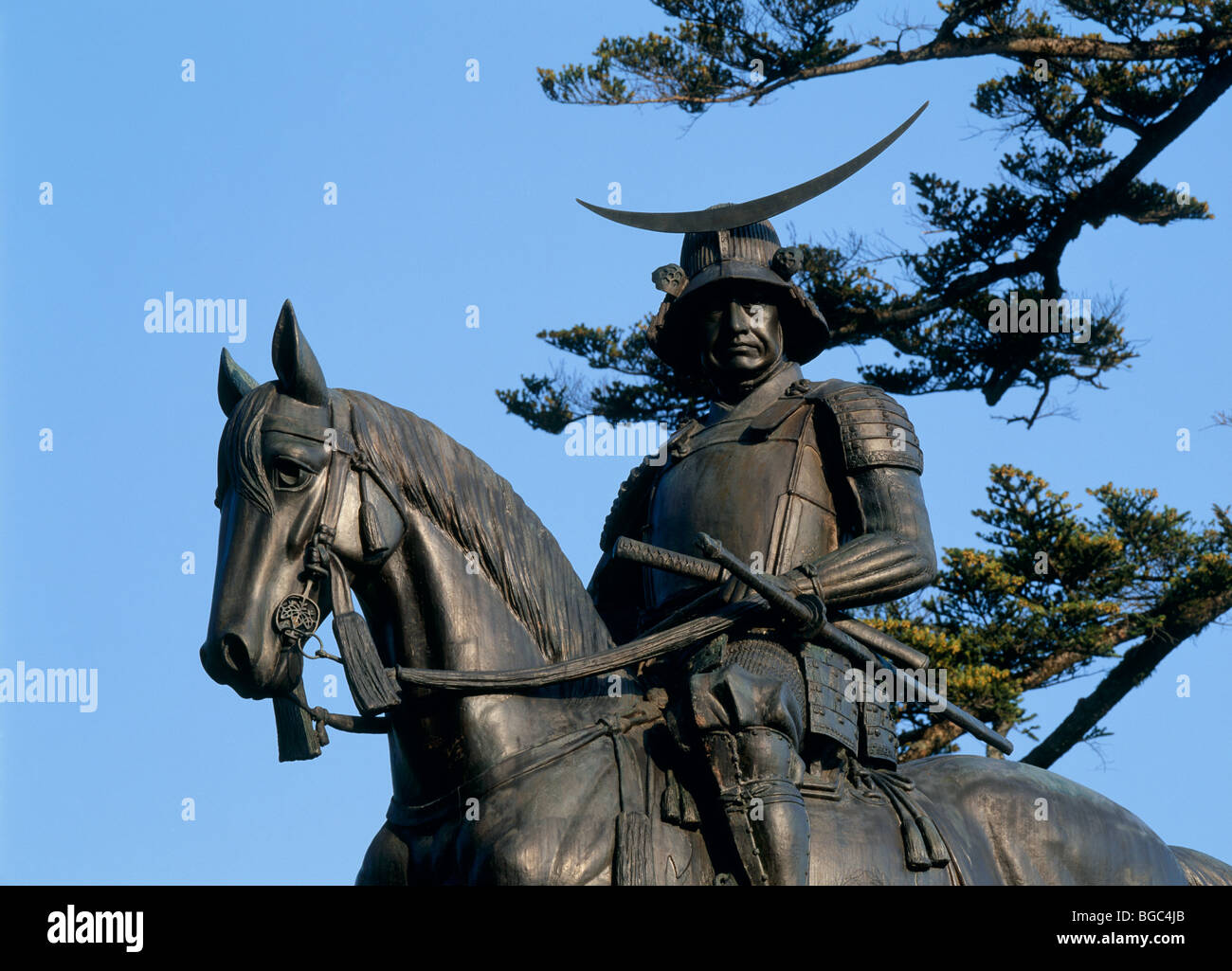 Reiterstatue von Date Masamune, Sendai, Miyagi, Japan Stockfoto