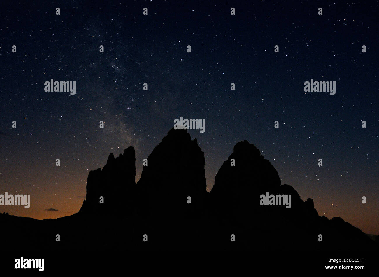 Tre Cime di Lavaredo Berge oder drei Zinnen, Hochpustertal, Sextener Dolomiten, Südtirol, Italien, Europa Stockfoto