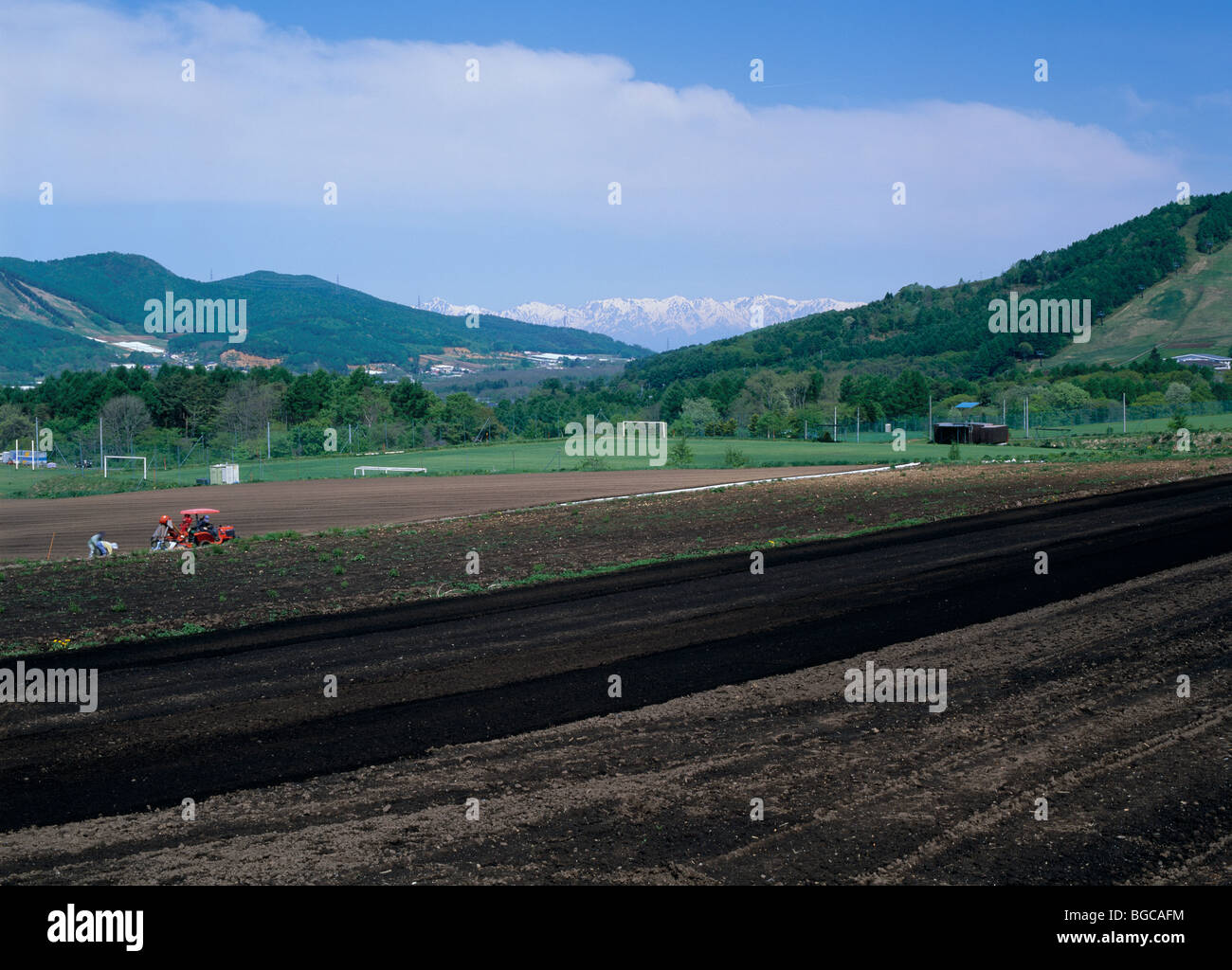 Ackerland, Ueda, Nagano, Japan Stockfoto