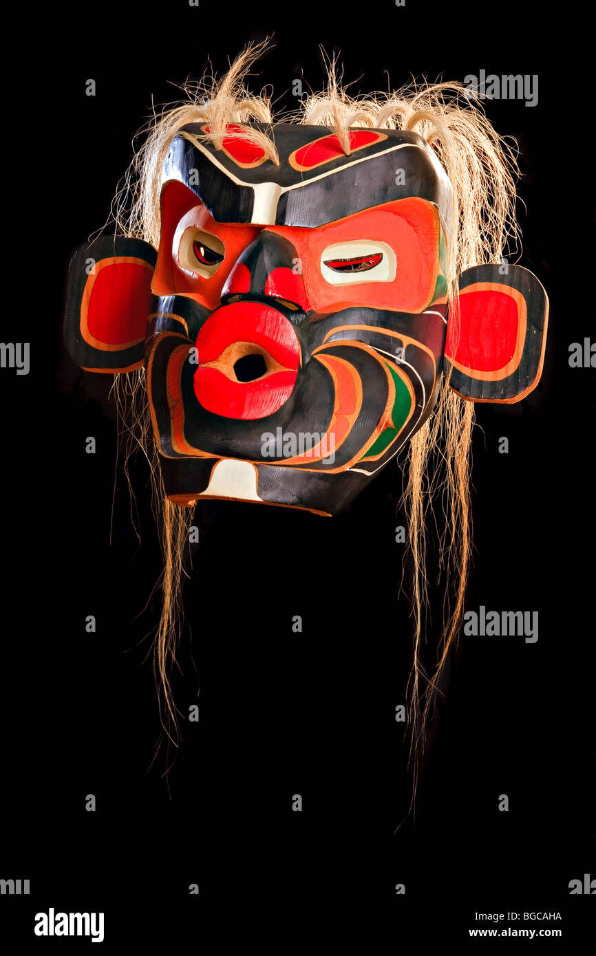 Maske, Native First Nation Kunst, West Coast native Originalkunst, Just Art Gallery, Port McNeill, Vancouver Nordinsel Vancou Stockfoto