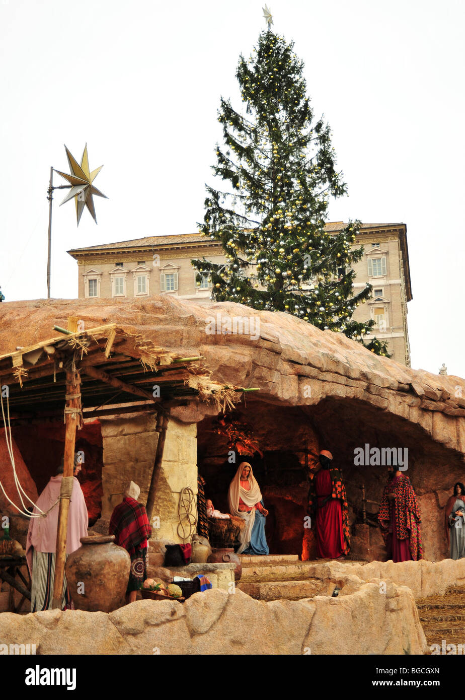 Darstellung der Geburt Christi eine Weihnachtstradition in Sankt Peter Platz Rom Vatikanstadt Stockfoto