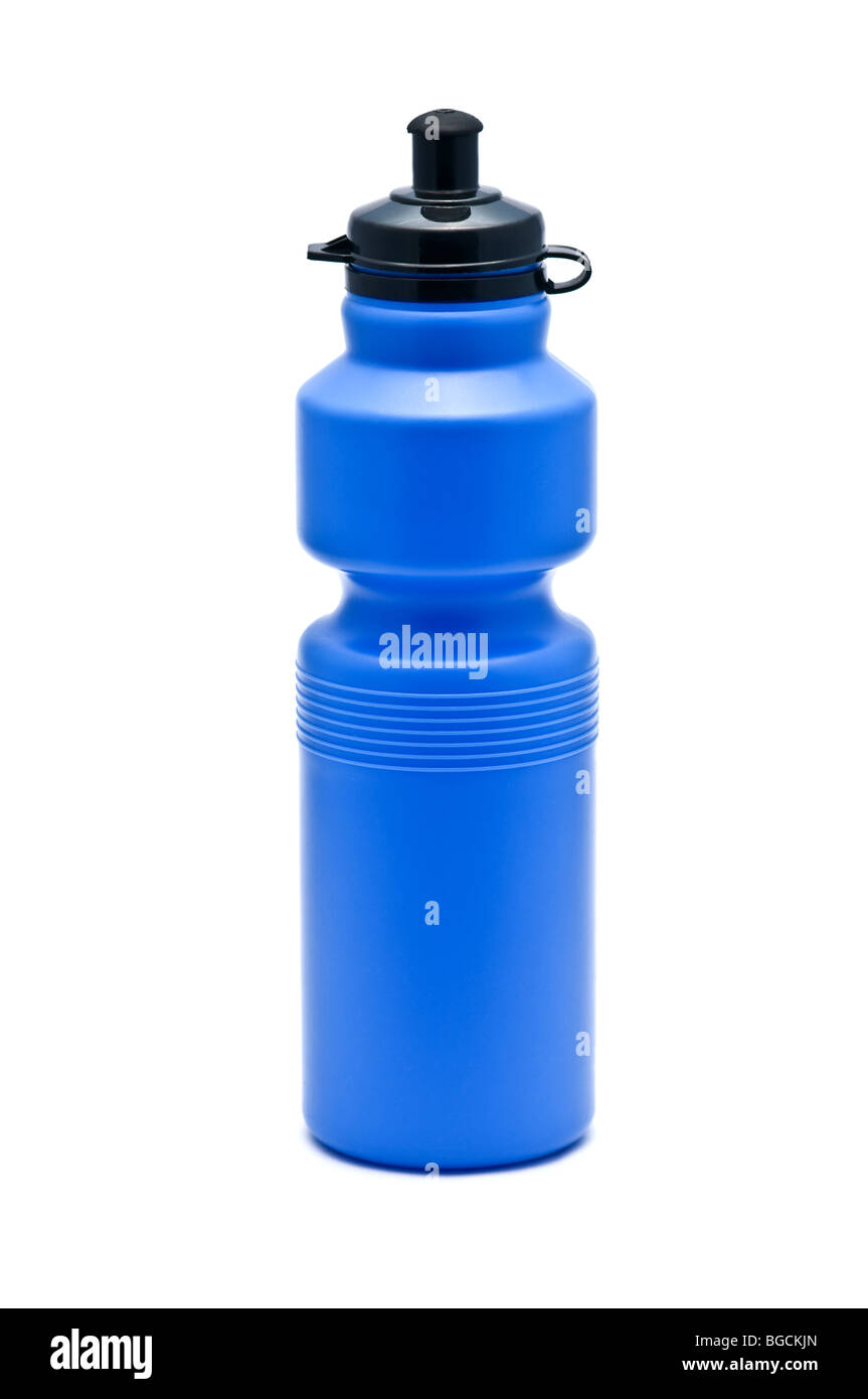blaue Flasche Wasser isoliert Stockfoto