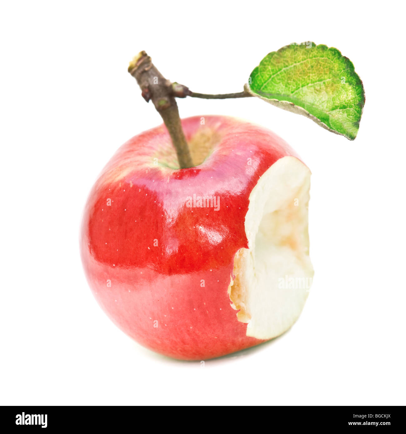 roter Apfel, isoliert auf weiss Stockfoto